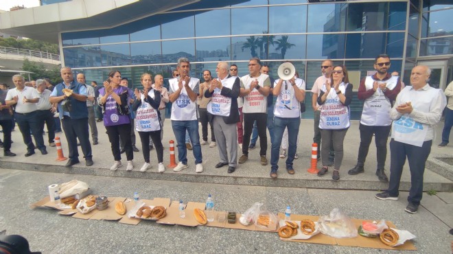 Gevrek, kuru ekmek, sefer tasları... Bayraklı Belediyesi eylem alanı!