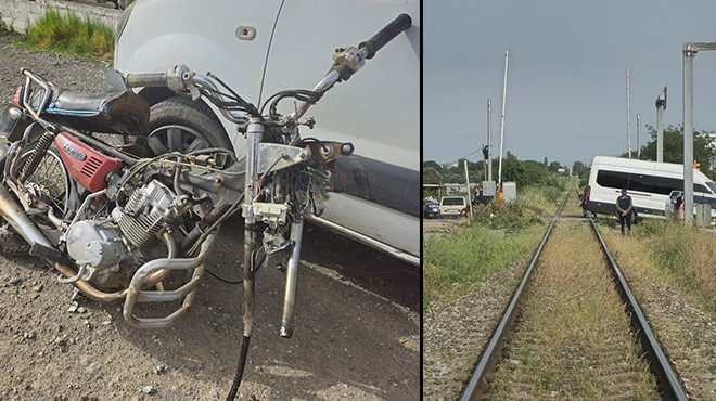 Aydın'da trenin çarptığı motosikletin sürücüsü ağır yaralandı