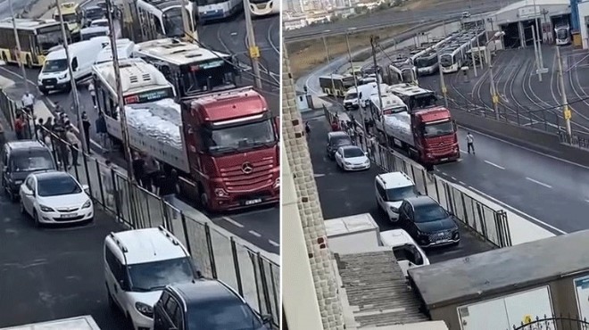 İETT otobüsü TIR'a çarptı: Yaralılar var!